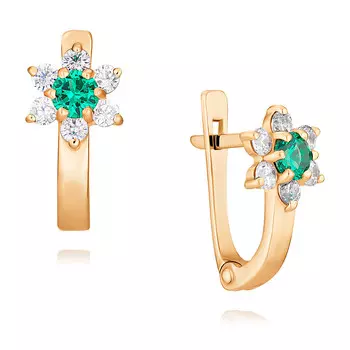 Серьги из красного золота 585 пробы с фианитом