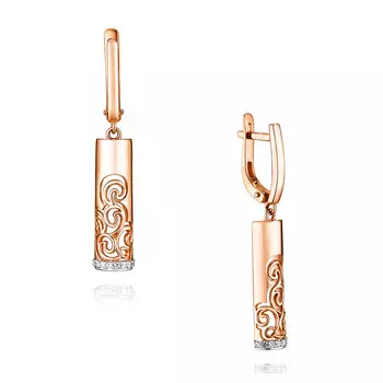 Серьги из красного золота 585 пробы с фианитом