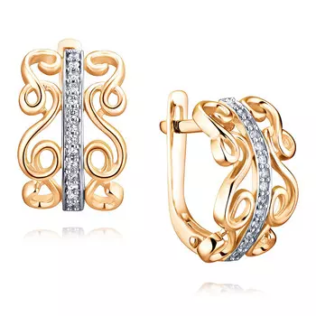 Серьги из красного золота 585 пробы с фианитом