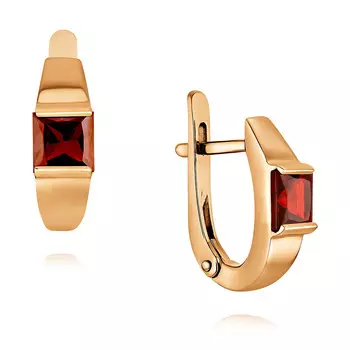 Серьги из красного золота 585 пробы с гранатом