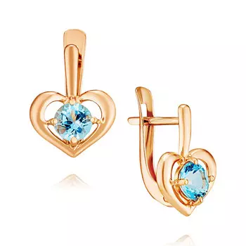 Серьги из красного золота 585 пробы с топазом