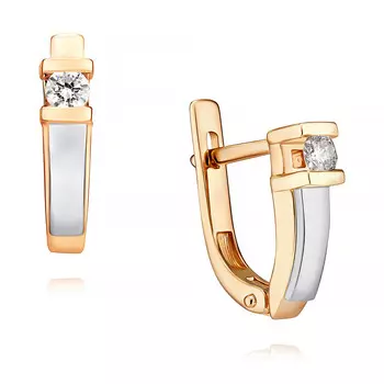 Серьги из красного золота 585 пробы с бриллиантом