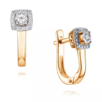 Серьги из красного золота 585 пробы с бриллиантом