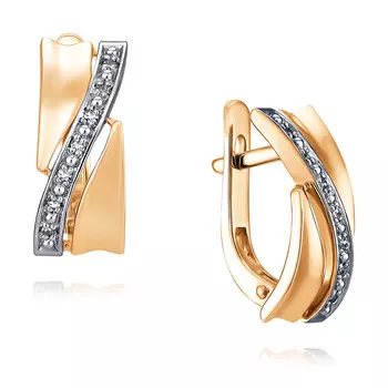 Серьги из красного золота 585 пробы с бриллиантом