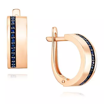 Серьги из красного золота 585 пробы с сапфиром