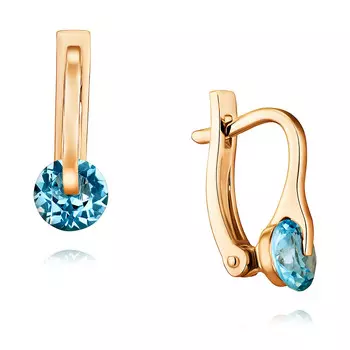 Серьги из красного золота 585 пробы с топазом