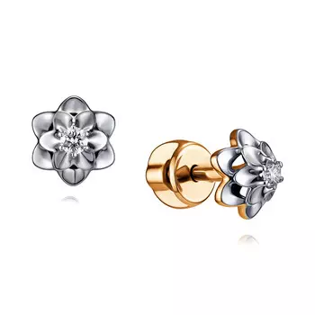 Серьги из красного золота 585 пробы с бриллиантом