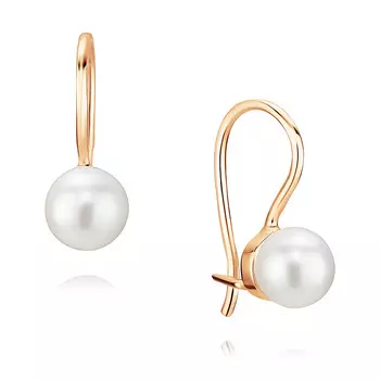 Серьги из красного золота 585 пробы с жемчугом