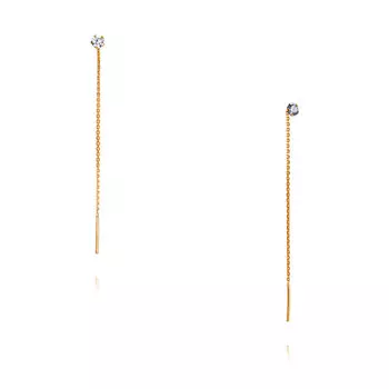 Серьги из красного золота 585 пробы с фианитом