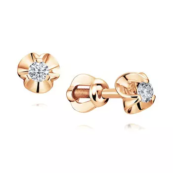 Серьги из красного золота 585 пробы с фианитом