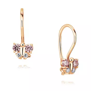 Серьги из красного золота 585 пробы с фианитом
