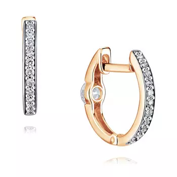 Серьги из красного золота 585 пробы с фианитом