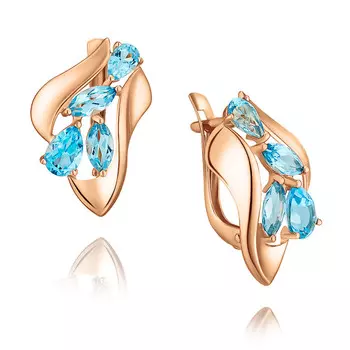 Серьги из красного золота 585 пробы с топазом