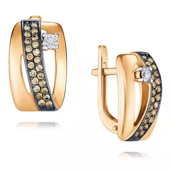 Серьги из красного золота 585 пробы с бриллиантом