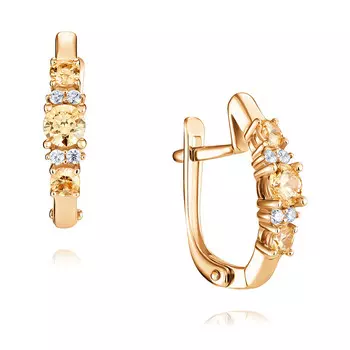 Серьги из красного золота 585 пробы с фианитом