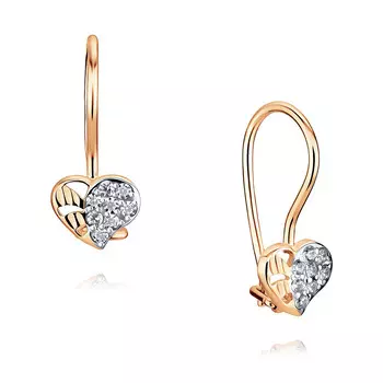 Серьги из красного золота 585 пробы с фианитом