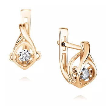 Серьги из красного золота 585 пробы с фианитом