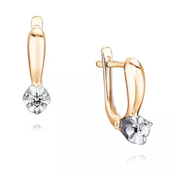 Серьги из красного золота 585 пробы с бриллиантом