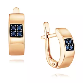 Серьги из красного золота 585 пробы с сапфиром