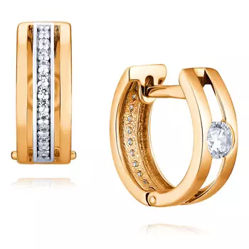 Серьги из красного золота 585 пробы с фианитом