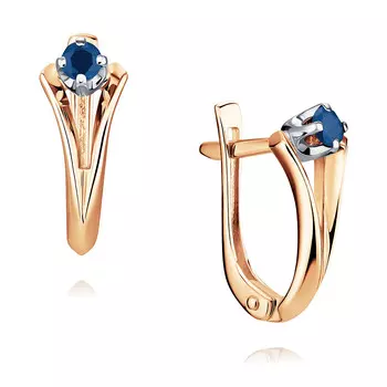 Серьги из красного золота 585 пробы с сапфиром