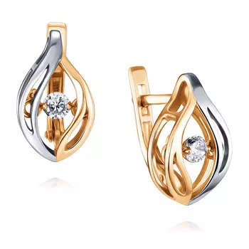 Серьги из красного золота 585 пробы с фианитом
