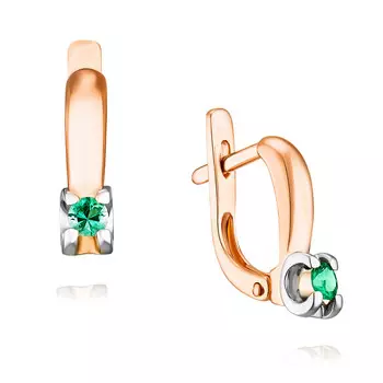Серьги из красного золота 585 пробы с изумрудом
