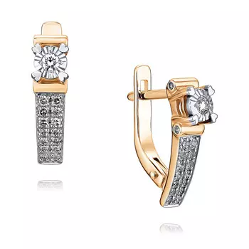 Серьги из красного золота 585 пробы с бриллиантом