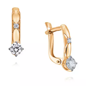 Серьги из красного золота 585 пробы с фианитом