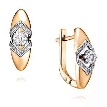 Серьги из красного золота 585 пробы с бриллиантом