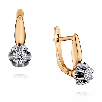 Серьги из красного золота 585 пробы с бриллиантом