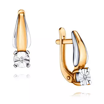 Серьги из красного золота 585 пробы с бриллиантом