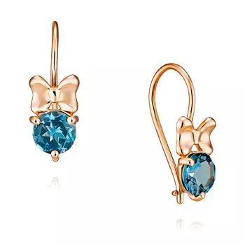 Серьги из красного золота 585 пробы с топазом