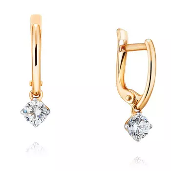 Серьги из красного золота 585 пробы с фианитом