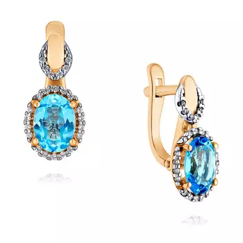Серьги из красного золота 585 пробы с топазом
