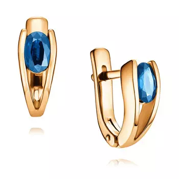 Серьги из красного золота 585 пробы с сапфиром