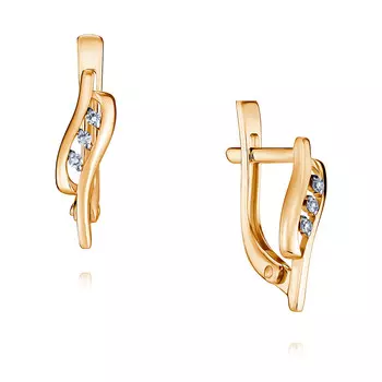 Серьги из красного золота 585 пробы с бриллиантом