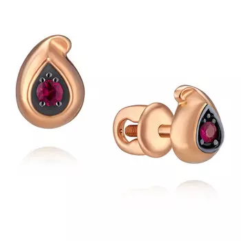 Серьги из красного золота 585 пробы с рубином