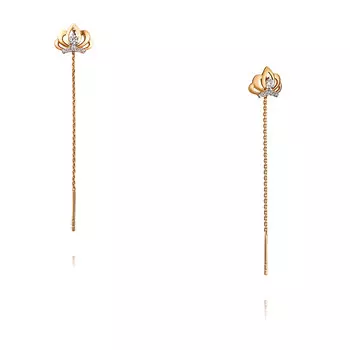 Серьги из красного золота 585 пробы с фианитом