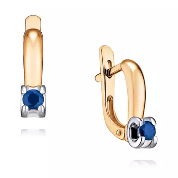 Серьги из красного золота 585 пробы с сапфиром