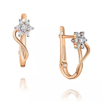 Серьги из красного золота 585 пробы с фианитом