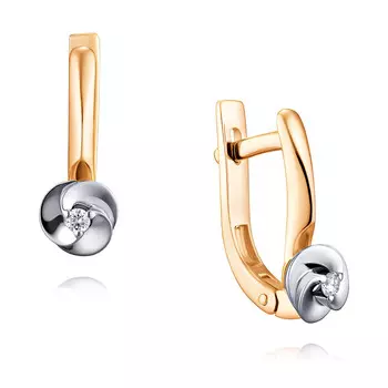 Серьги из красного золота 585 пробы с бриллиантом