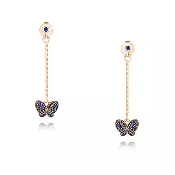 Серьги из красного золота 585 пробы с сапфиром