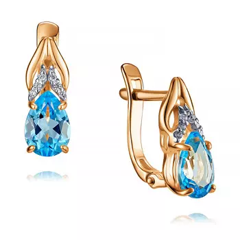 Серьги из красного золота 585 пробы с топазом