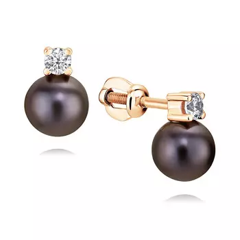 Серьги из красного золота 585 пробы с жемчугом