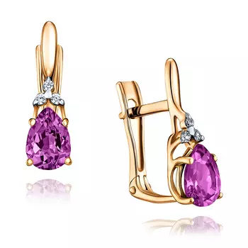 Серьги из красного золота 585 пробы с аметистом