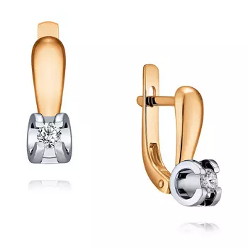 Серьги из красного золота 585 пробы с бриллиантом