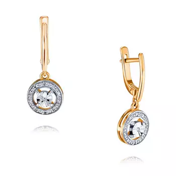 Серьги из красного золота 585 пробы с бриллиантом