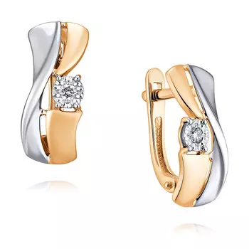 Серьги из красного золота 585 пробы с бриллиантом