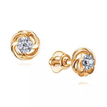 Серьги из красного золота 585 пробы с бриллиантом